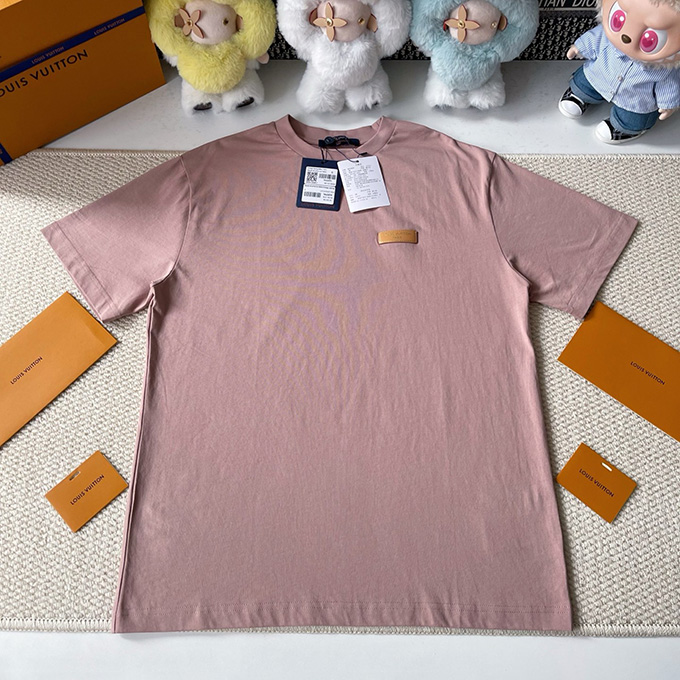 lv louis vuitton leather patch t-shirt